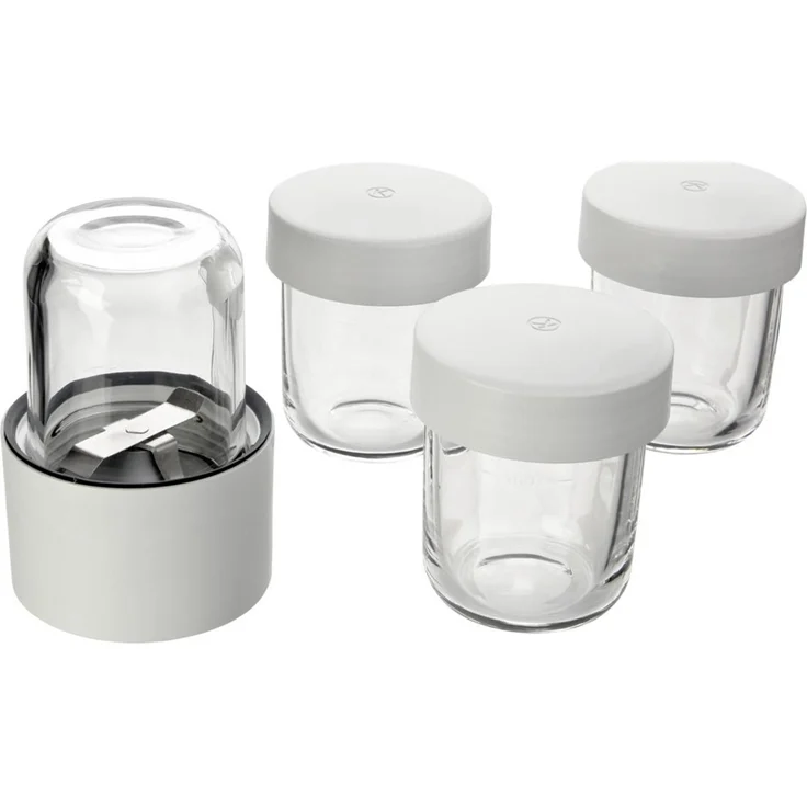 Kenwood AT320 Kräuter- und Gewürzmühle, Zubehör für Kenwood Küchenmaschinen, elektrische Kräutermühle für frische und getrocknete Kräuter und Gewürze, inkl. 4 Glasbehälter mit Deckel, weiß – Bild 1