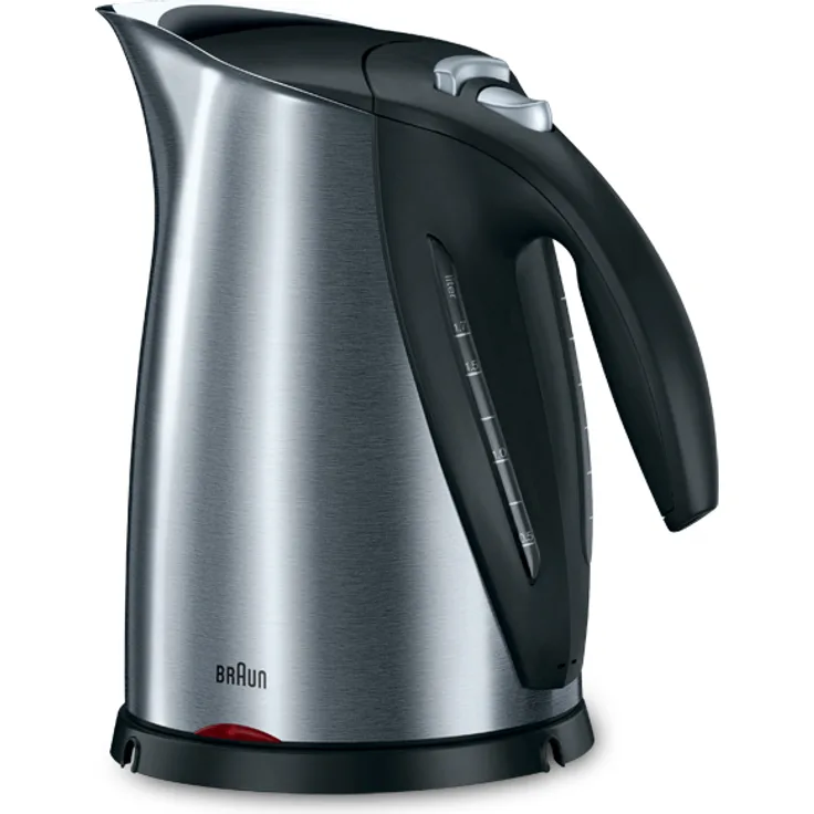 Braun Impression WK 600 kabelloser Wasserkocher (2200 W, 1,7l) metallic, gebürsteter Edelstahl