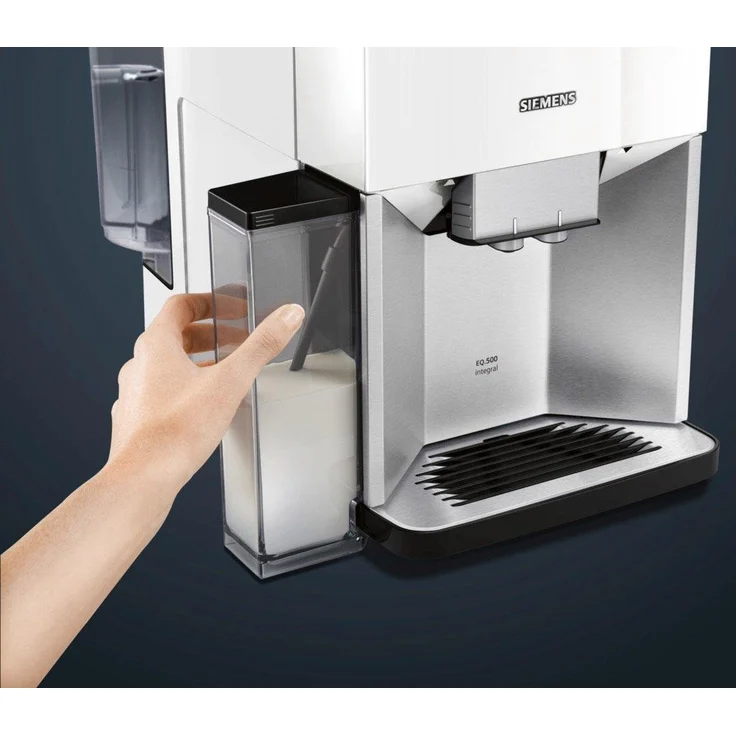 Siemens TQ507D02 EQ.500 integral Kaffeevollautomat, einfache Bedienung, integriertes Mahlwerk und Milchsystem, zwei Tassen gleichzeitig, 1.5, weiß – Bild 4