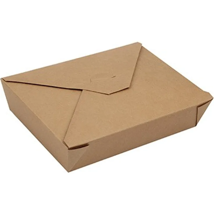 50 Lunchboxen, Pappe Pure 1500 Ml 4,8 Cm X 14 Cm X 19,7 Cm Braun