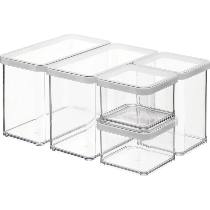 Rotho Premium Loft 5er Set Vorratsdosen , Kunststoff BPA-frei, transparent-weiss, verschiedene Größen
