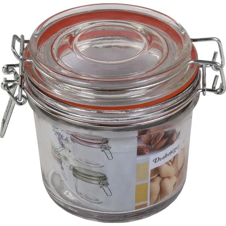 Drahtbügelglas 350ml Einmachgläser Einweckglas Vorratsglas Marmeladengläser Dichtring orange