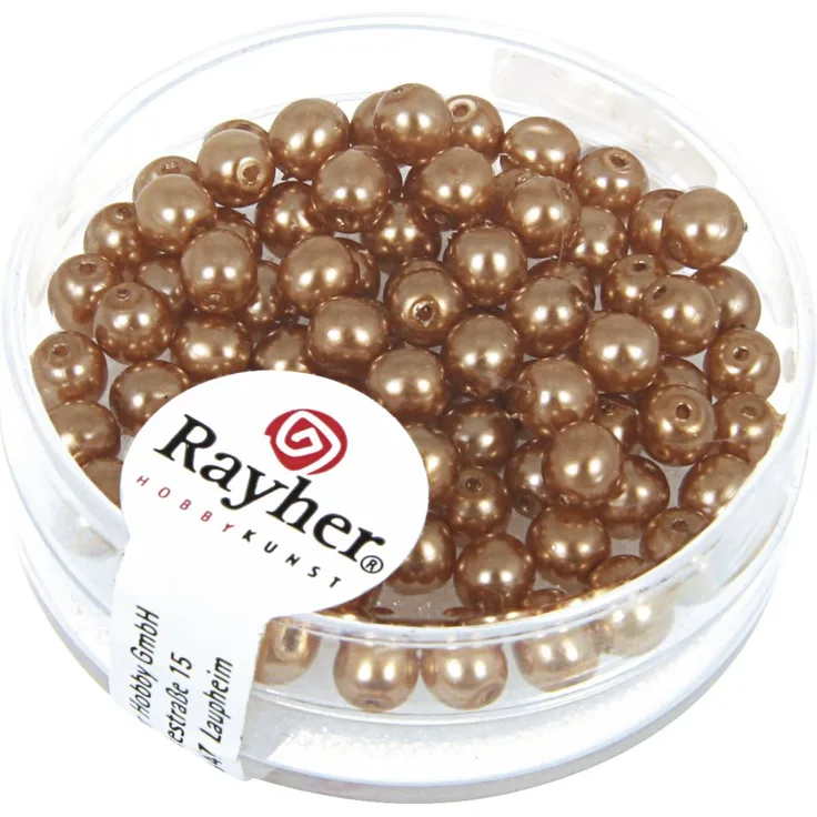 Rayher 14400520 Renaissance Glaswachsperlen, 4 mm ø, kaschmir, Dose 85 Stück