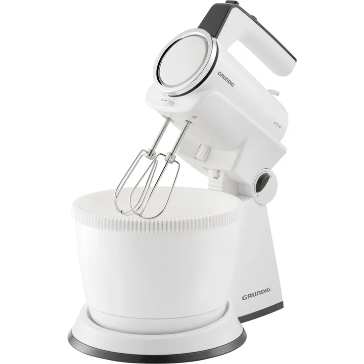 Grundig HM 6860 Handmixer mit 4l Rührschüssel, 4 Stufen, 425 W, Weiß-Schwarz – Bild 1