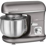 Clatronic KM 3712 kraftvolle Knetmaschine inkl. transparentem Spritzschutzdeckel mit Nachfüllöffnung, 1100 Watt, 5 Liter, schwenkbarer Multifunktionsarm, Titan