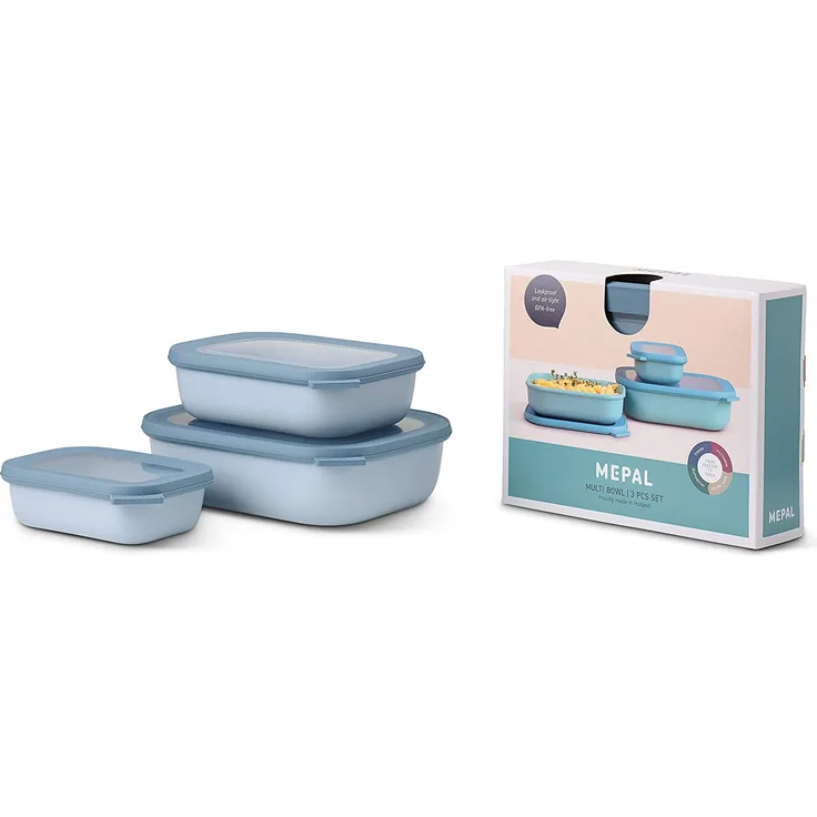 Mepal Set cirqula rechteckig 3-teilig (500+1000+2000) - nordic blu 