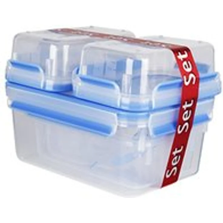 Emsa 515562 Clip & Close Frischhaltedosen | 7-teiliges Set | 0,15+ 0,25+ 0,55+ 0,55 mit Einsätzen+ 1,00+ 2,30 L | -40 bis +100 Grad | Kunststoff | 100 % Dicht | Besondere Frische-Dichtung – Bild 1