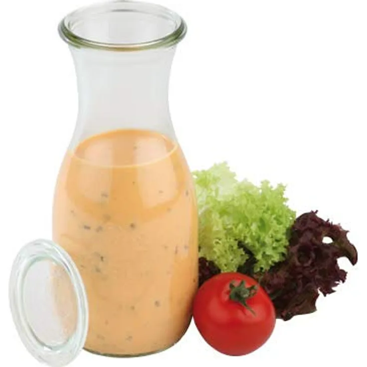 APS 6 Original WECK Glasflaschen mit Deckel, Ø 6 cm, H: 19 cm, Flaschen für Säfte, Smoothies, Dressings, spülmaschinengeeignet, Volumen 0,5 Liter