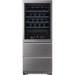 LG Signature LSR200W Weinkühlschrank, freistehend, Edelstahldekor, 65 Flaschen, NoFrost, 3 Temperaturzonen, Smart Connectivity, Breite 70 cm, Energieklasse E