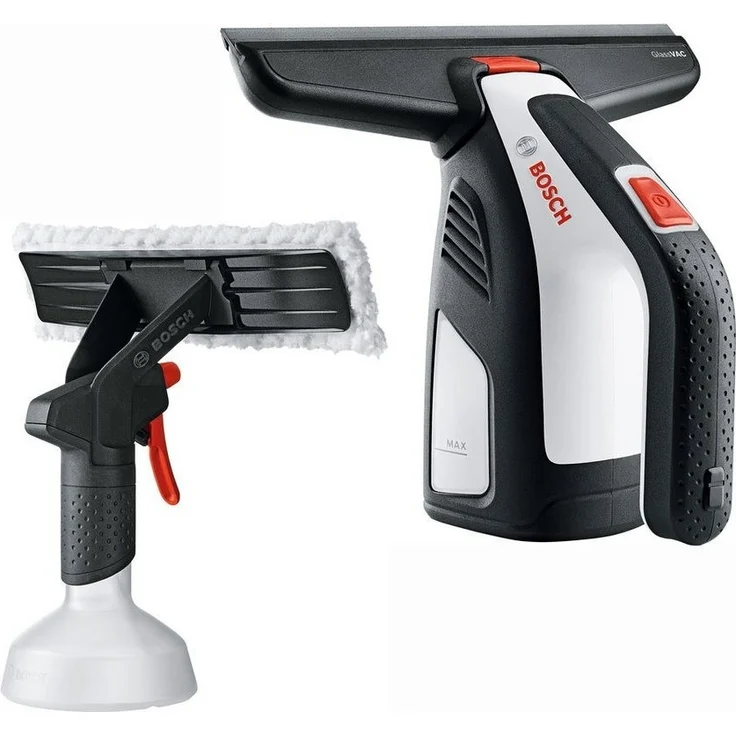 Bosch GlassVAC Solo Plus Fenstersauger, 30 min Akkulaufzeit, breite Absaugdüse, 105 m² Reinigungsfläche pro Akkuladung, schwarz-rot – Bild 1