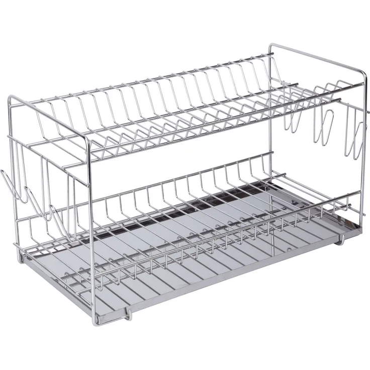 Sauvic 90970 - Geschirrständer für 20 Teller, aus 304 Edelstahl, super groß 49 x 22,5 x 27 cm.