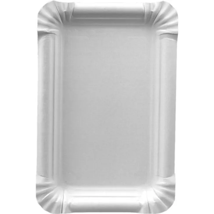 Papstar Pappteller Einwegteller eckig, weiß pure (250 Stück) 13 x 20 cm, aus 100% Frischfaserkarton, für Grillfest, Geburtstag oder Party