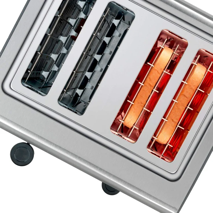 Bosch TAT7S45 4-Schlitz Toaster, Auftau-Aufknusperfunktion, automatische Brotzentrierung, Abschaltautomatik, 1800 W, Edelstahl-schwarz – Bild 2