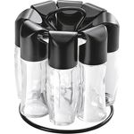 Metaltex Spice8 Gewürzkarussell (8 Behälter, Glas-Kunststoff), Schwarz, 15 x 15 x 16,5 cm