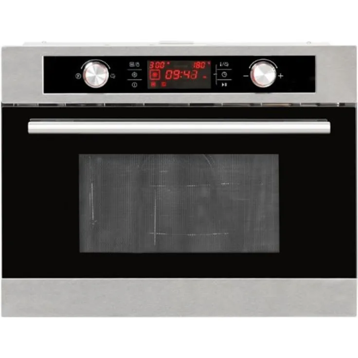 Exquisit EBM 4544 HI Mikrowelle mit Grill und Heißluft, Einbaugerät, Edelstahl, 44 Liter Garraum, Innenraum Edelstahl, schwarz