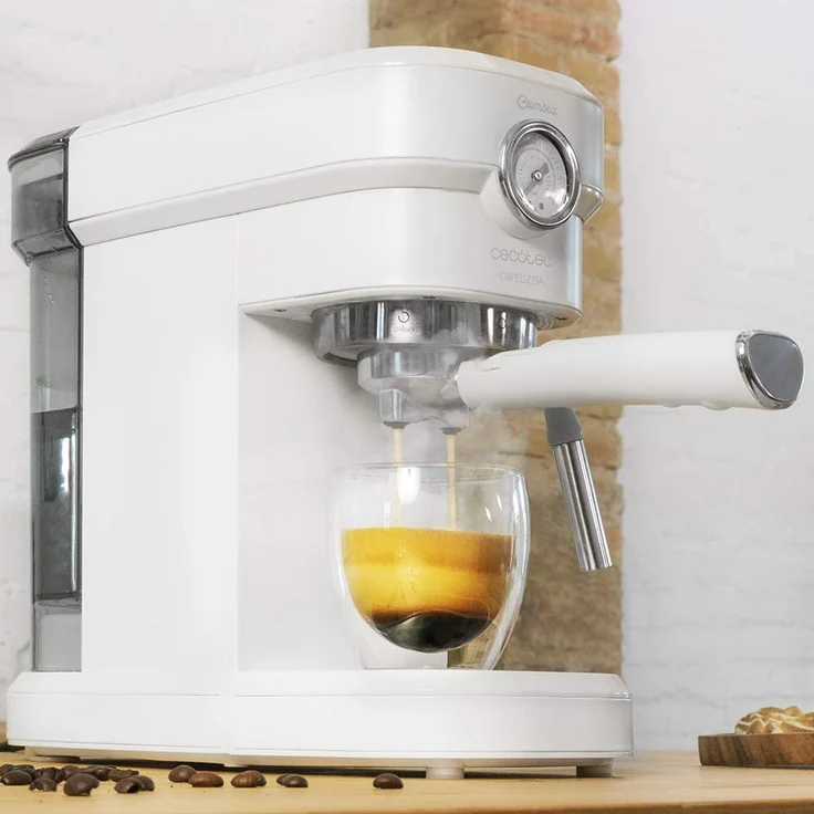 Cecotec Cafelizzia 790 White Pro Kaffeemaschine für Espressos und Cappuccino mit Manometer, 1350 W, Thermoblock-System, 20 bar, Automodus für 1-2 Kaffee, schwenkbarer Dampfglätter, 1,2 l, Weiß – Bild 2