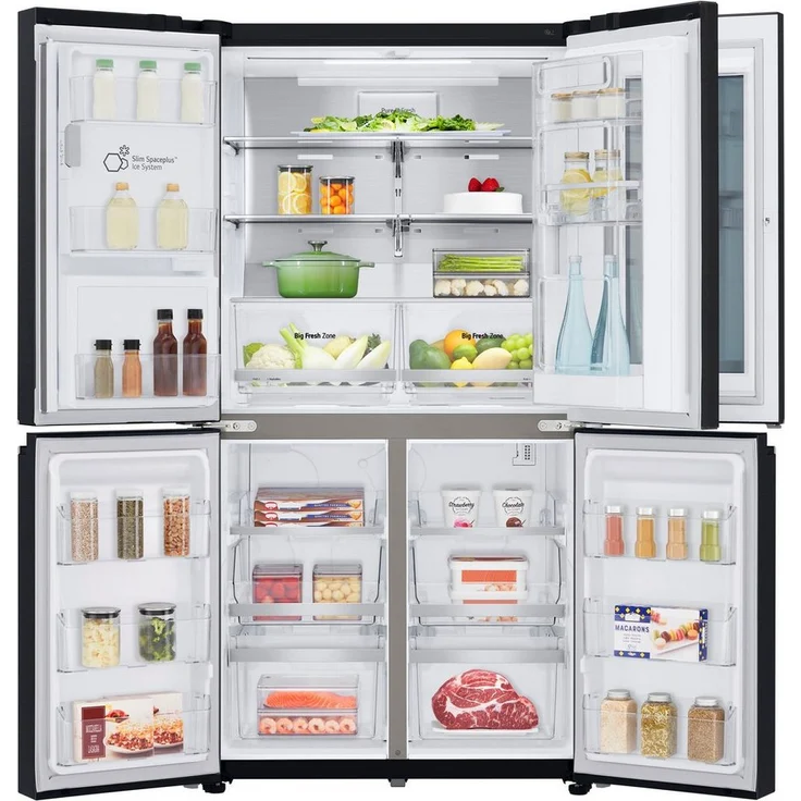 LG GMX945MC9F Side-by-Side-Kühlschrank, freistehend, schwarz, Total NoFrost, Wasser- und Eiswürfelspender, Festwasseranschluss, Door-in-Door, Schnellgefrieren, LED, Breite 91.2 cm – Bild 2