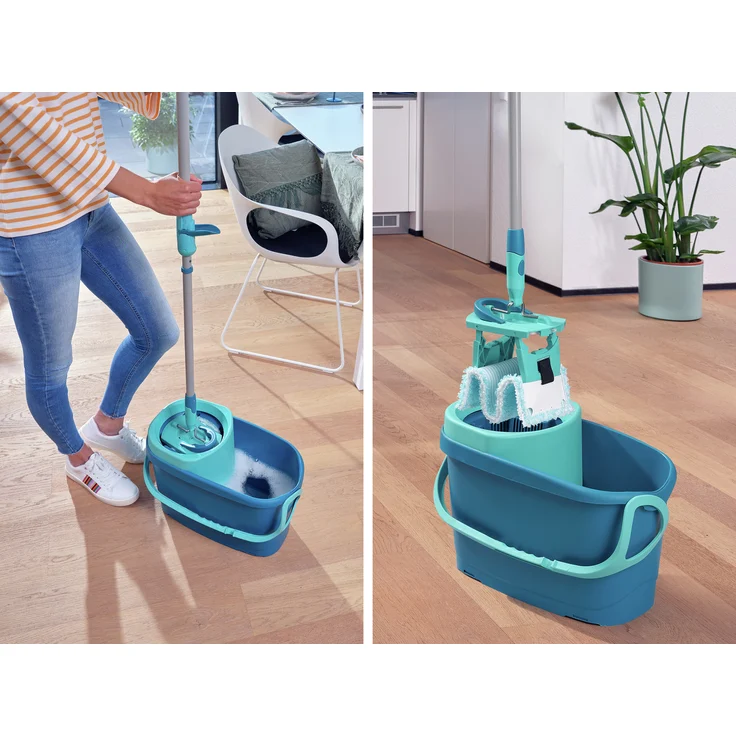 Leifheit Set Clean Twist M Ergo, Bodenwischer-Set, inkl. 6 L Eimer mit Schleudersieb, Teleskopstiel & Wischbezug super soft (52120) – Bild 3