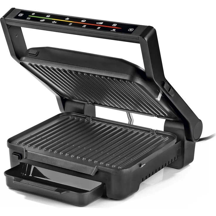 N8WERK Digital-Kontakt-Grill Midnight Edition, 2000W, Touch-Display, mit 6 Grill-Programmen, antihaftbeschichtet, 29,2 x 23 cm Grillfläche, schwarz