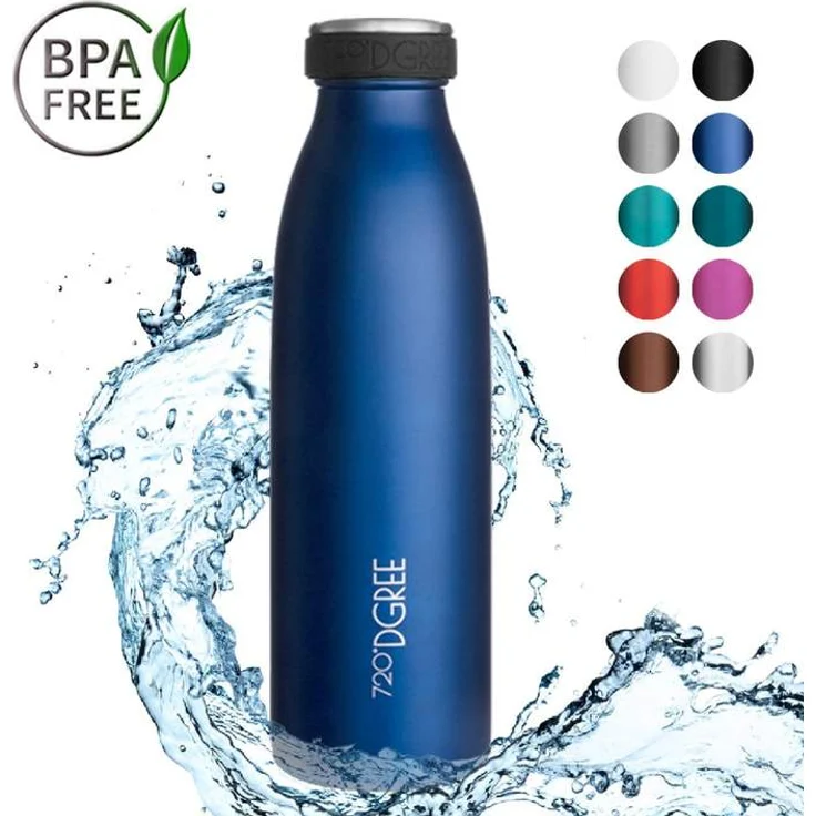 Trinkflasche Doppelwandig Edelstahl 500ml Isolierflasche 720°DGREE milkyBottle sapphire blue – Bild 1