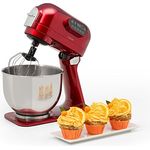 Klarstein Curve Küchenmaschine 1000 W, 1,34 PS, LED-Display, 5 Geschwindigkeitsstufen, rot