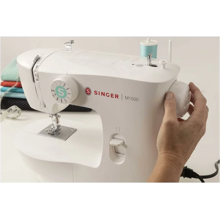 Singer M1505 Freiarm-Nähmaschine 6 Nähprogramme Vier-Stufen-Knopflochautomatik Wahlrad Freiarm-Nähmaschine, weiß – Bild 6