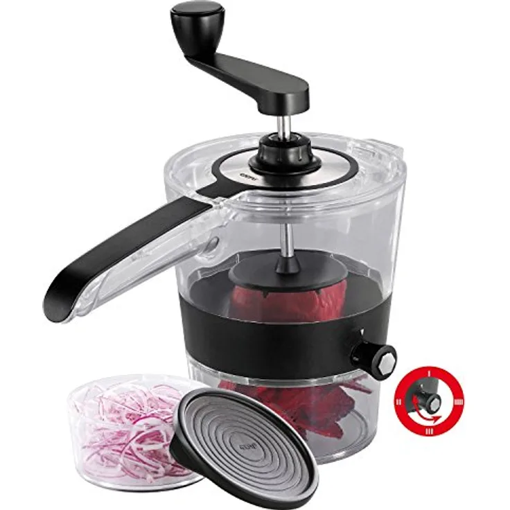 Original Gefu Spiralschneider 13410 - Leckere Gemüsespaghetti im Handumdrehen dank Spiralfix mit Auffangbehälter