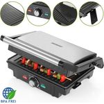monzana Kontaktgrill MZ780 Tischgrill 90 Grad Öffnungswinkel Sandwichtoaster Panini Maker 1600W Edelstahl BPA frei
