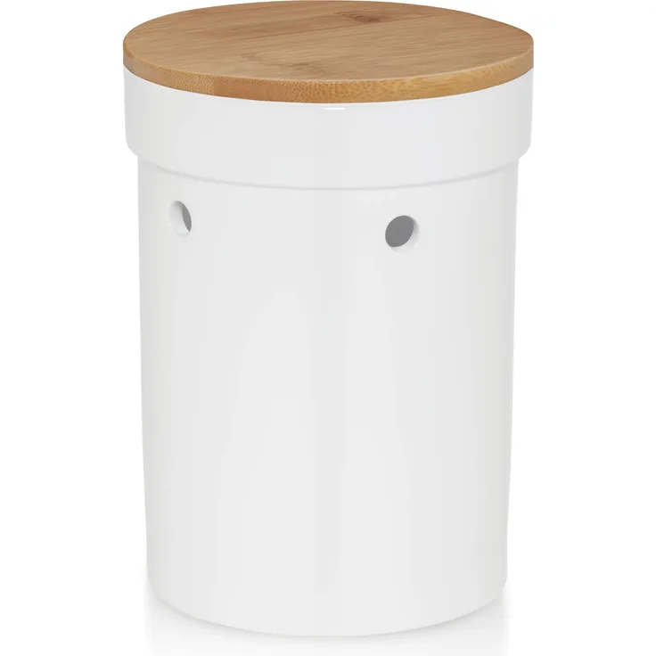 Kela Zwiebeltopf, Salena, Keramik mit Bambusdeckel, H 21 cm, 12067, Weiß-Holz