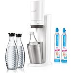 SodaStream Crystal 2.0 weiß Wassersprudler inkl. 2 Glaskaraffen (Füllmenge: 0,6 Liter) und 2 Kohlensäure-Zylinder (Standard-Zylinder)