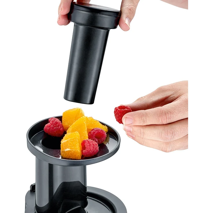 SEVERIN ES 3571 Slow Juicer (150 W, Inkl. Frozen-Fruits-Aufsatz) metallic grau-schwarz-edelstahl – Bild 5