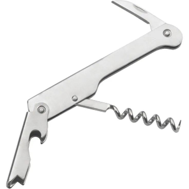 Pedrini Gadget Korkenzieher Kellner mit Anspitzer, Zamak, Silber