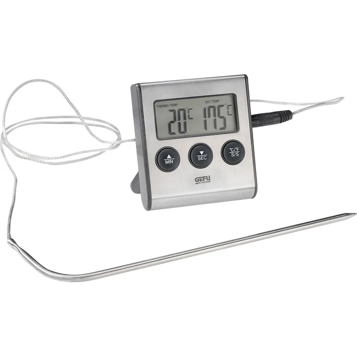 GEFU 21840 Digitales Bratenthermometer Tempere mit Timer zum Garen und Braten für den Backofen mit Befestigungsmagnet