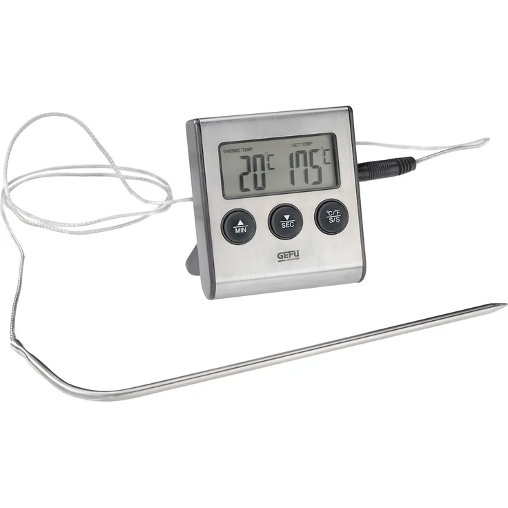 GEFU 21840 Digitales Bratenthermometer Tempere mit Timer zum Garen und Braten für den Backofen mit Befestigungsmagnet