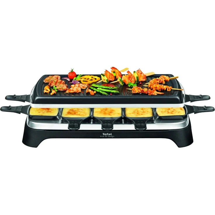 Tefal Raclette Ambiance RE4588, für 10 Personen, inklusive Tischgrill-Funktion, Grillplatte antihaftbeschichtet + spülmaschinengeeignet, 2 Meter langes abnehmbares Kabel, Ein-Ausschalter, 1350W – Bild 4