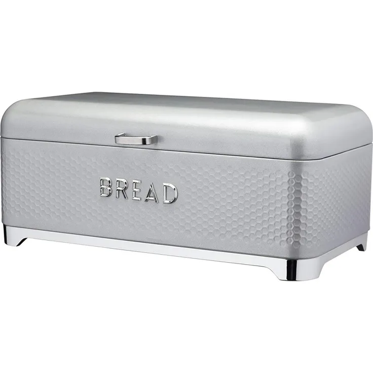 KitchenCraft Lovello Textured Brotkasten mit geometrisch gemustertem Sechseckdesign, Stahl, Grau, Einheitsgröße