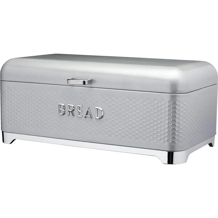 KitchenCraft Lovello Textured Brotkasten mit geometrisch gemustertem Sechseckdesign, Stahl, Grau, Einheitsgröße