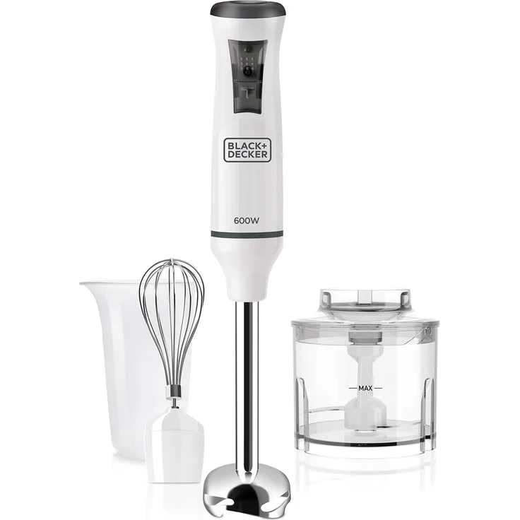 Black+Decker ES9160070B BXHBA600E Stabmixer, 600, Edelstahl, Weiß – Bild 1