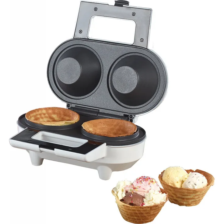 Rosenstein & Söhne Eiswaffeleisen Waffeleisen für 2 Eiswaffel Schälchen, 550W