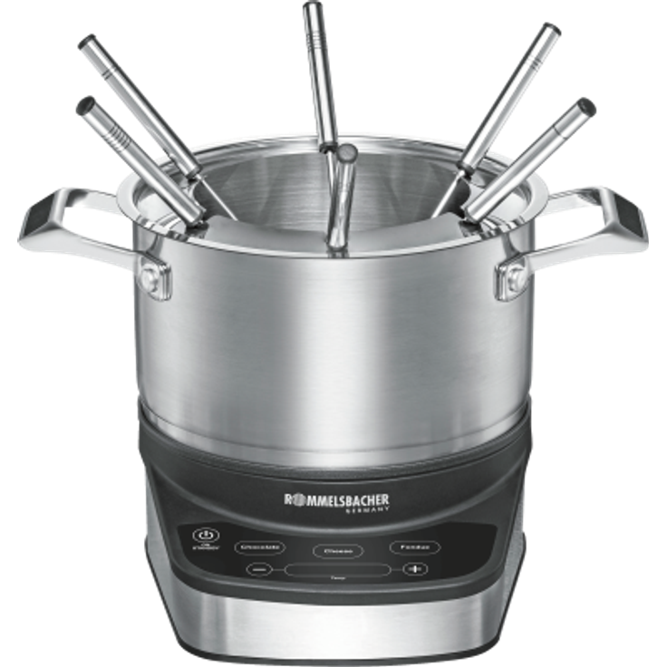 Rommelsbacher F 1200 Fondue-Set, 12000W, 2,5 L Fassungsvermögen, inkl. 6 Edelstahl Fonduegabeln mit Kennung