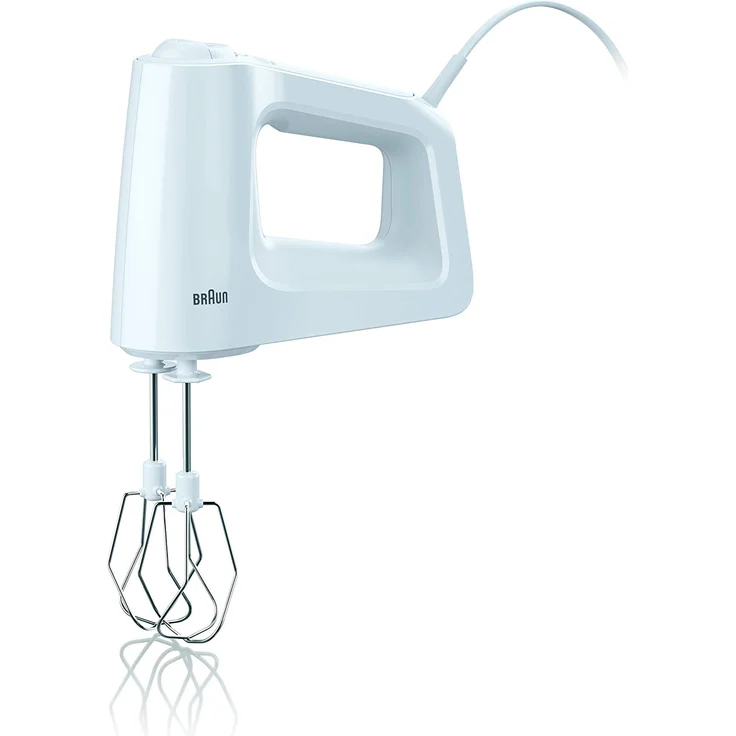 Braun MultiMix 3 Handmixer HM 3000 (450 Watt Handrührgerät, 5 Geschwindigkeitsstufen + Turbo-Funktion, inkl. Schneebesen und Knethaken) weiß – Bild 2