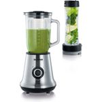 SEVERIN Multimixer SM 3737 mit Smoothie Mix & Go (Inkl. 1 L Mixbehälter und 600 ml Trinkbecher mit Deckel, ca. 500 W) edelstahl-schwarz