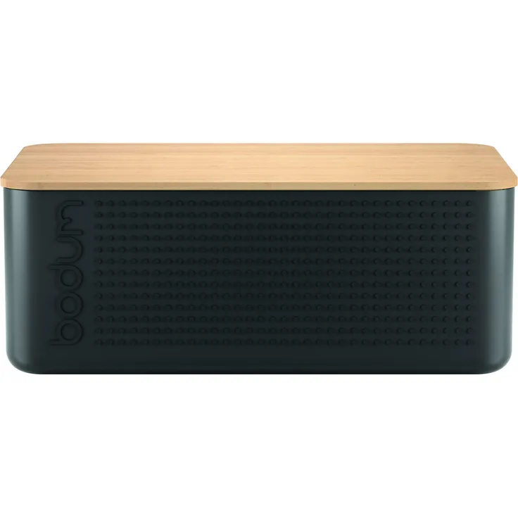 Bodum bistroBrotkasten mit Bambus-Schneidebrett BPA-freier Kunststoff, leichte Reinigung schwarz