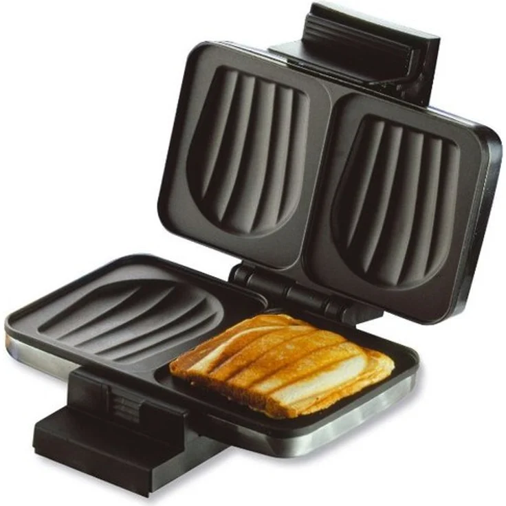 Cloer 6235 Sandwichmaker - 930 W - für 2 ganze Toast - Muschelform - optische Fertigmeldung - Kabelaufwicklung - mattiertes Edelstahlgehäuse – Bild 2