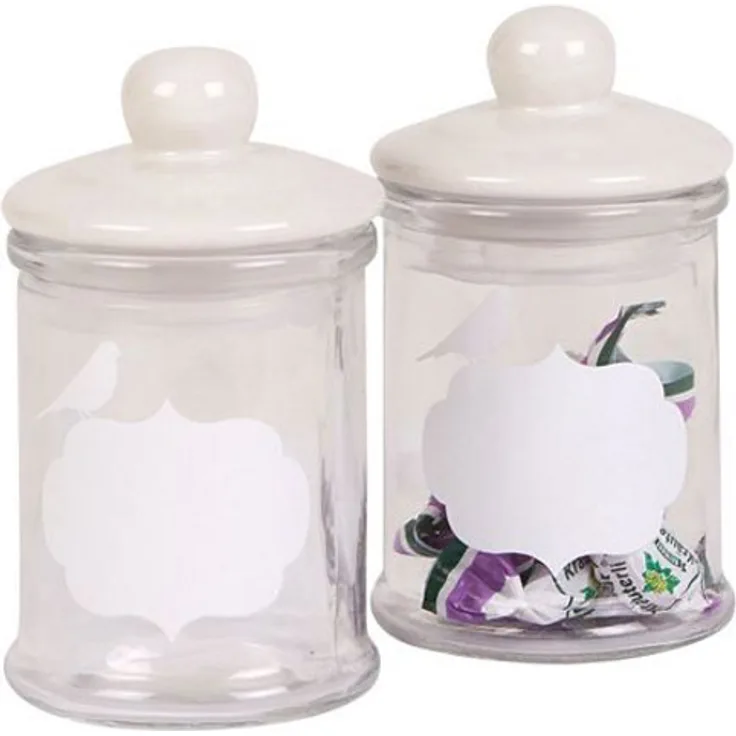 Vorratsgläser 2er-Set mit Schriftfeld 150ml Gewürzglas Vorratsdose Dekodose Glas weiss