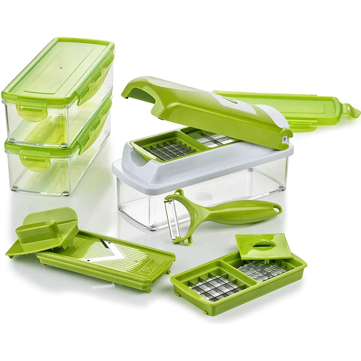 Genius Nicer Dicer Smart | 13 Teile | Gemüseschneider | Zwiebelschneider | Schneiden - Würfeln - Hobeln - Stifteln - Schälen - Aufbewahren | Mandoline | Multischneider | Gemüsehobel | Obstschneider | NEU – Bild 1