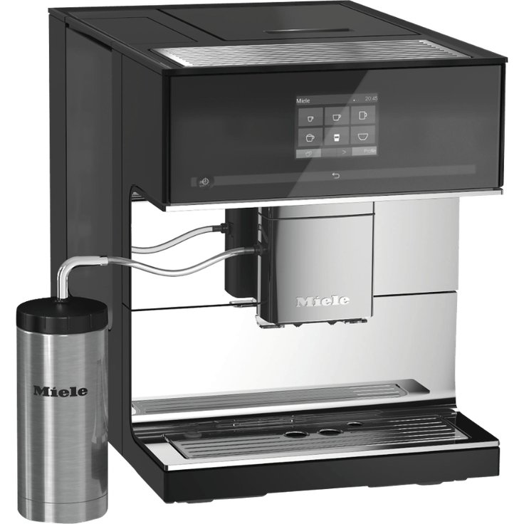Miele CM 7500 Kaffeevollautomat (Automatische Entkalkung, Kaffee- und Tee-Zubereitung, Tassenwärmer, 10 Genießerprofile, Tassenbeleuchtung, OneTouch- und OneTouch for Two-Zubereitung) schwarz, mit Milchsystem – Bild 1