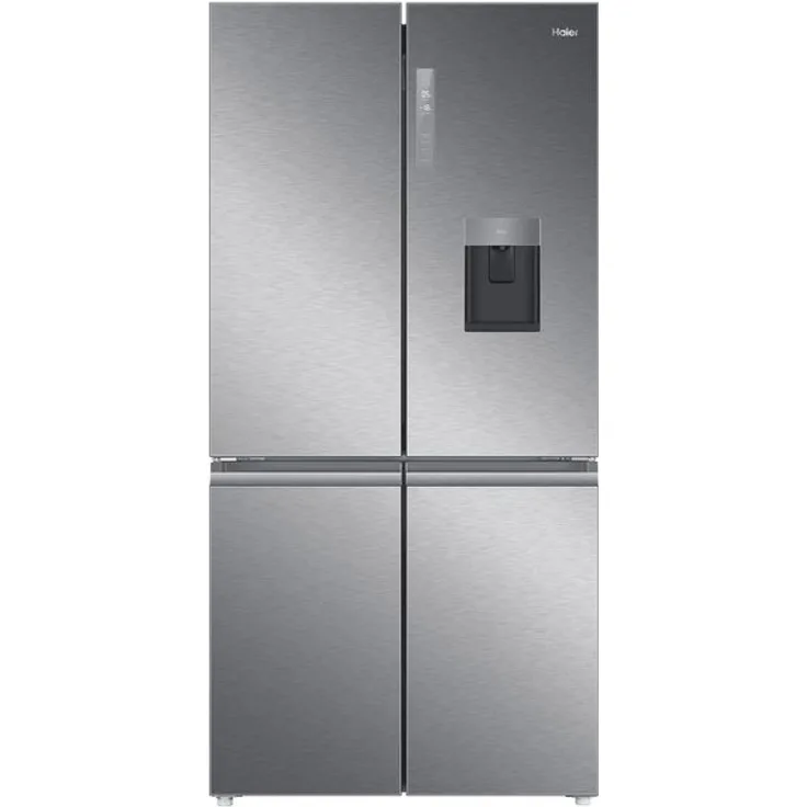 Haier HTF-520IP7 Side-by-Side-Kühlschrank, freistehend, Edelstahl, NoFrost, Wasser- und Eiswürfelspender, Wassertank, Schnellgefrieren, Breite 98 cm