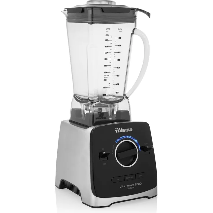 Tristar BL-4473 Vita Power Standmixer, 2000 W, 2 L Behälter, Puls-Funktion, schwarz, silber – Bild 1