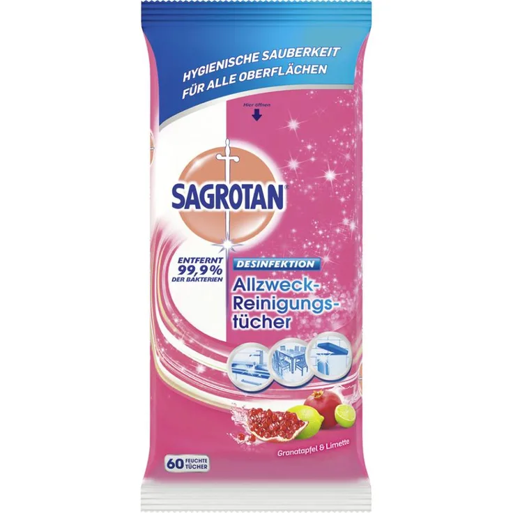 SAGROTAN Allzweck-Reinigungstücher Granatapfel & Limette